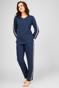 Navy Nouveou Pyjama Set For Women 6