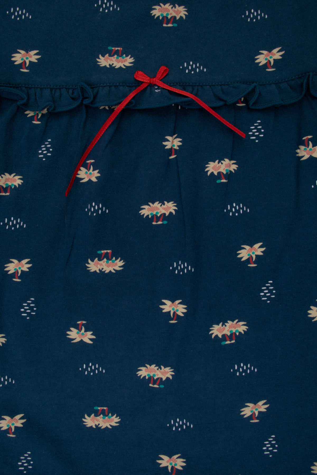 Navy Palm Frill Full Sleeves Pyjama Set For Girls 2