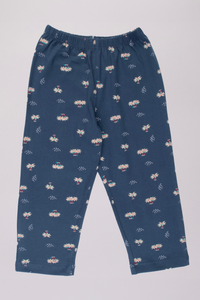 Navy Palm Frill Full Sleeves Pyjama Set For Girls 4