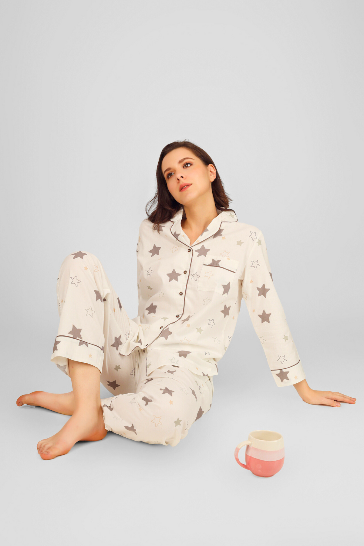 Off White Nebula Night Pyjama Set For Women 4