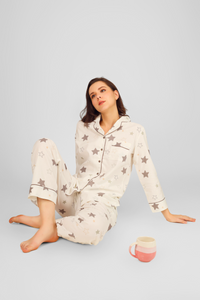 Off White Nebula Night Pyjama Set For Women 4
