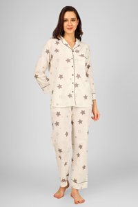Off White Nebula Night Pyjama Set For Women 6