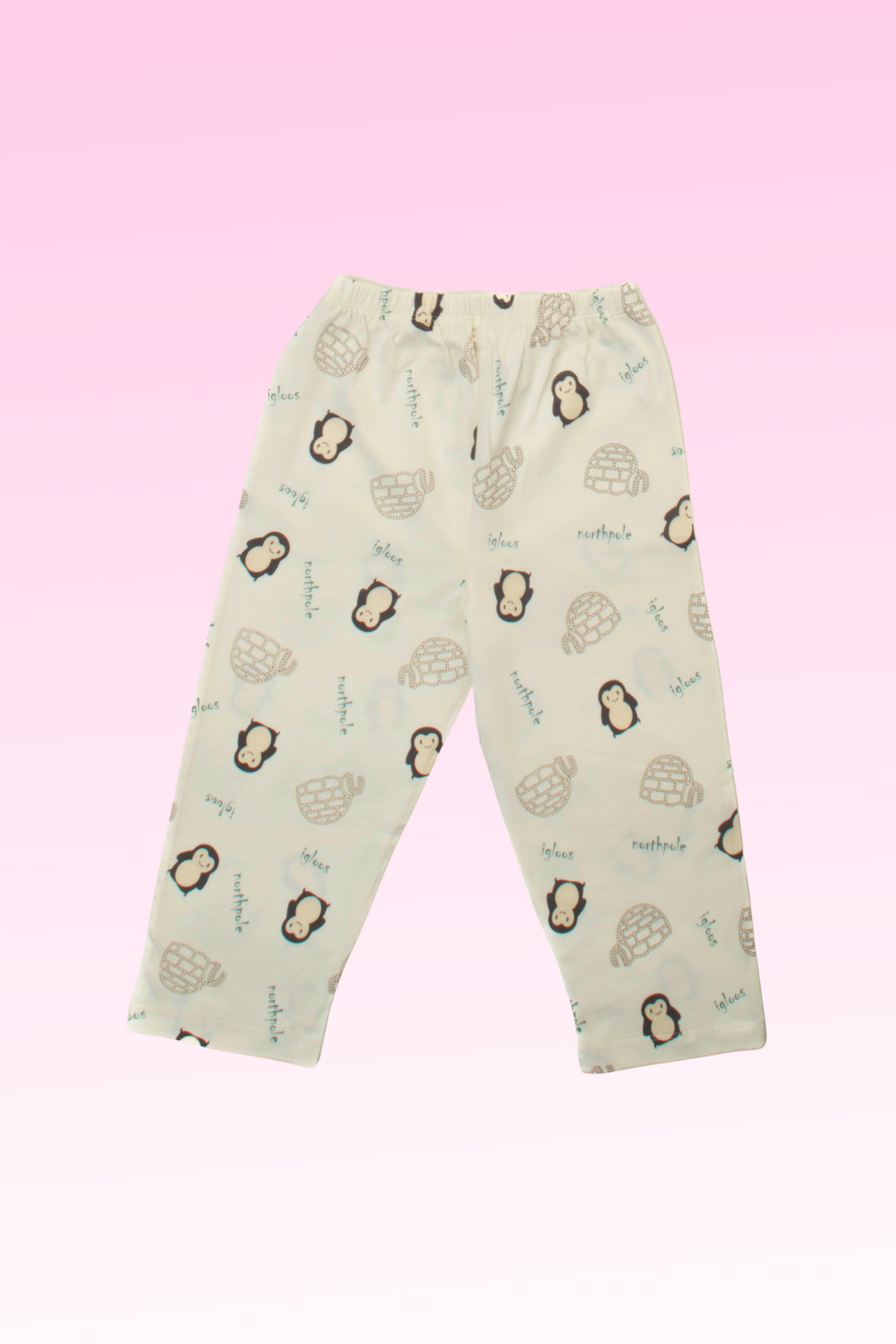 Peach Peter Penguin Full Sleeves Pyjama Set For Girls 4