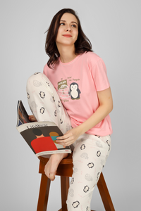 Peach Peter The Penguin Pyjama Set For Women 3