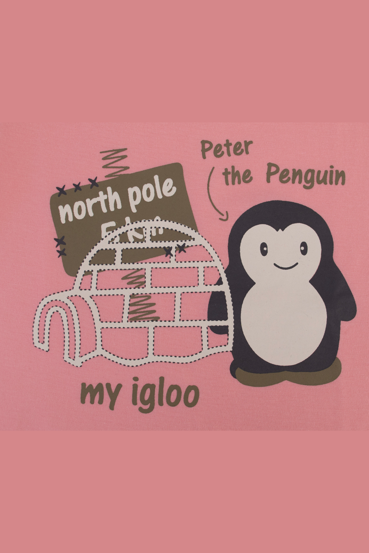 Peach Peter Penguin Short Sleeves Pyjama Set For Girls  2