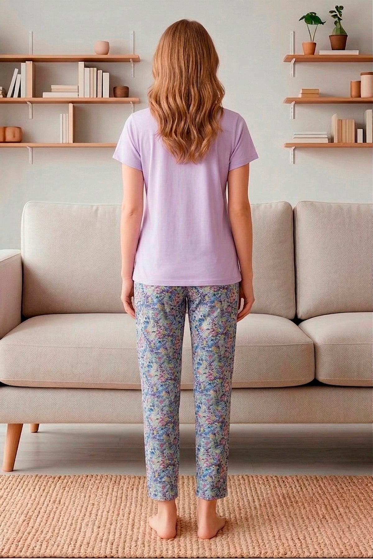 Lilac Pintucks Floral Pyjama Set