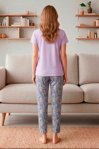 Lilac Pintucks Floral Pyjama Set