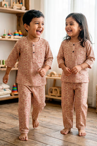 Orange Shlokas Kurta Pyjama Set