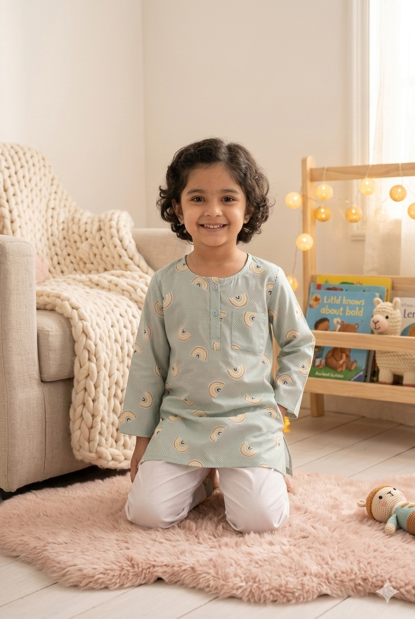 Rainbow Hugs Kurta Pyjama Set Girls/Boys