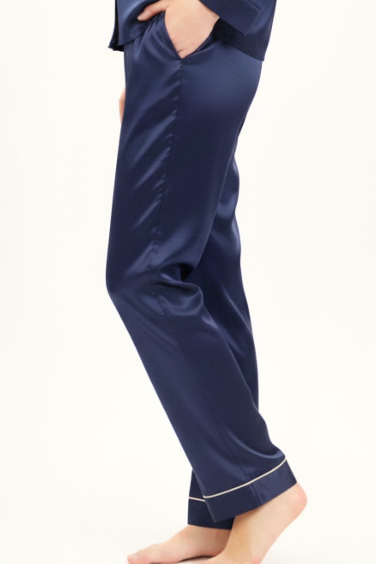 Navy Satin Pyjama Set