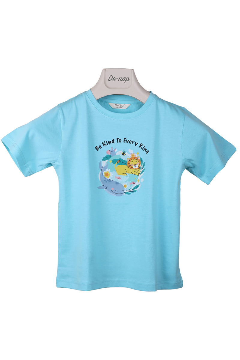 Be Kind To Every Kind Blue T-Shirt For Girls