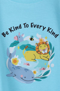 Be Kind To Every Kind Blue T-Shirt For Girls