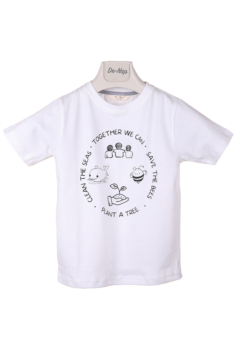 Together We Can Save The Bees Plant A Tree Clean The Seas White T-shirt For Boys
