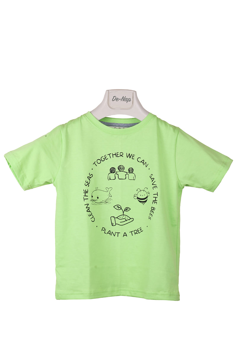 Together We Can Save The Bees Plant A Tree Clean The Seas Green T-Shirt For Boys