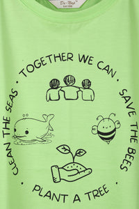 Together We Can Save The Bees Plant A Tree Clean The Seas Green T-Shirt For Girls