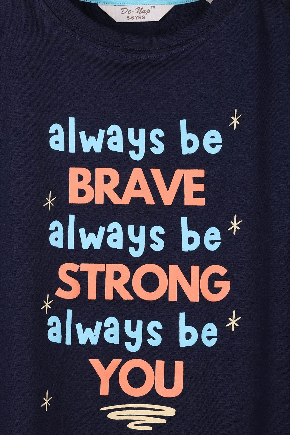 Always Be Brave Always Be Strong Always Be You Navy T-Shirt For Girls - De - Nap.in - Nightwear