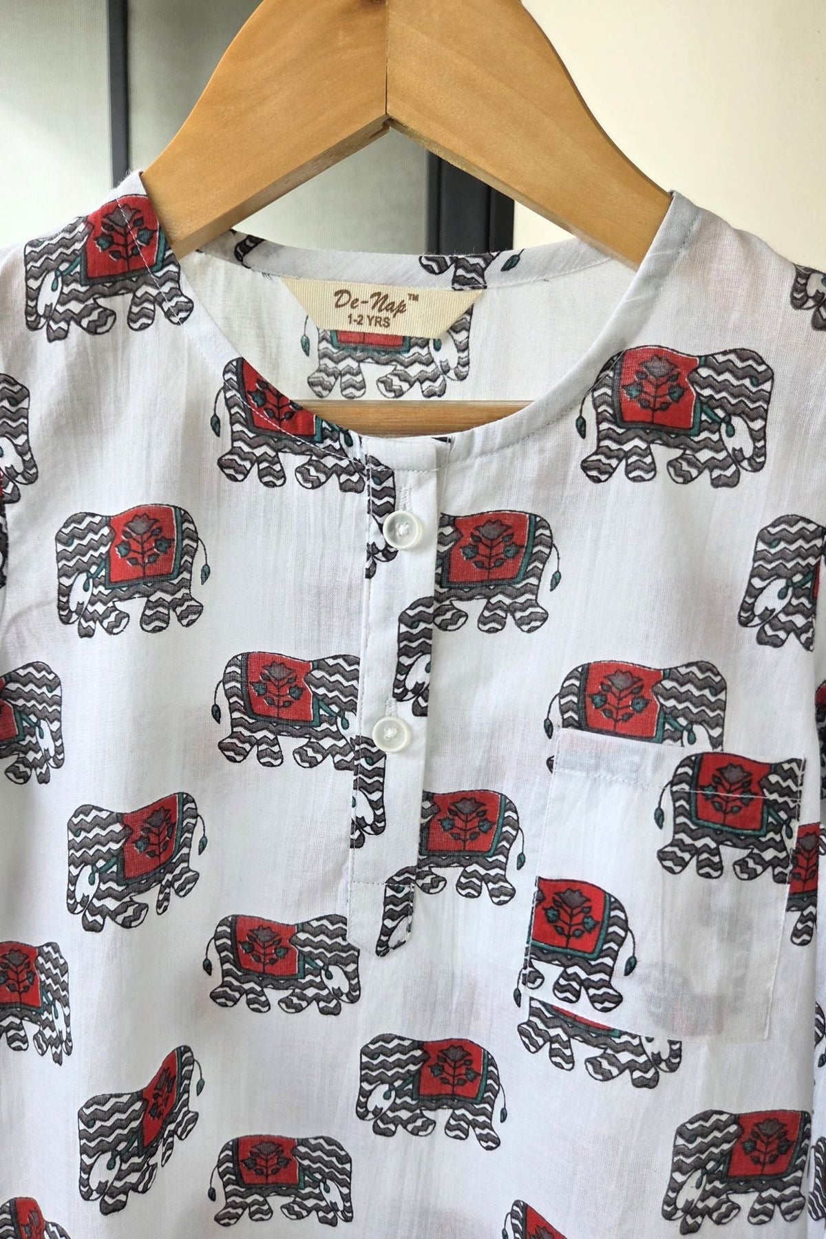 Blockprint Parade Mul Kurta Pyjama Set Girls / Boys - De - Nap.in - Nightwear