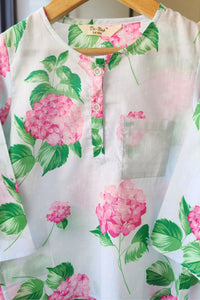 Blooming Hydrangea Kurta Pyjama Set - De - Nap.in - Nightwear