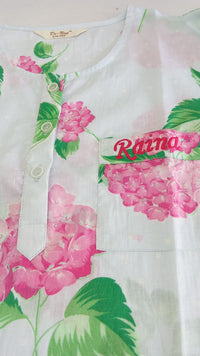 Blooming Hydrangea Kurta Pyjama Set - De - Nap.in - Nightwear