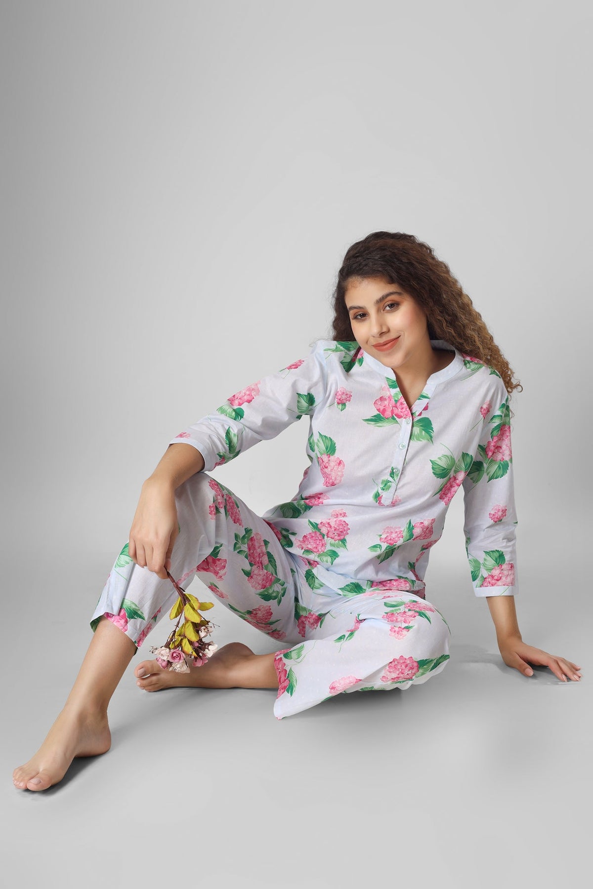 Blooming Hydrengia Coord Set - De - Nap.in - Nightwear