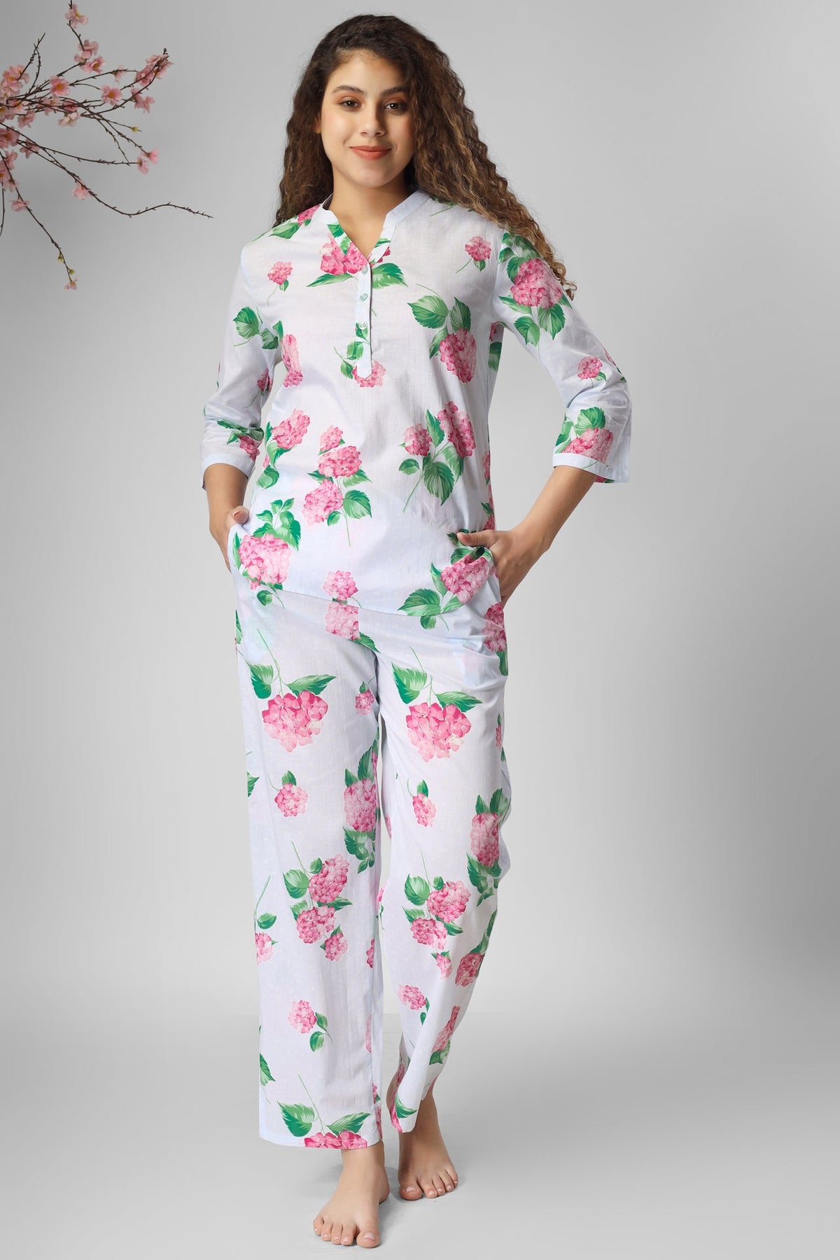 Blooming Hydrengia Coord Set - De - Nap.in - Nightwear