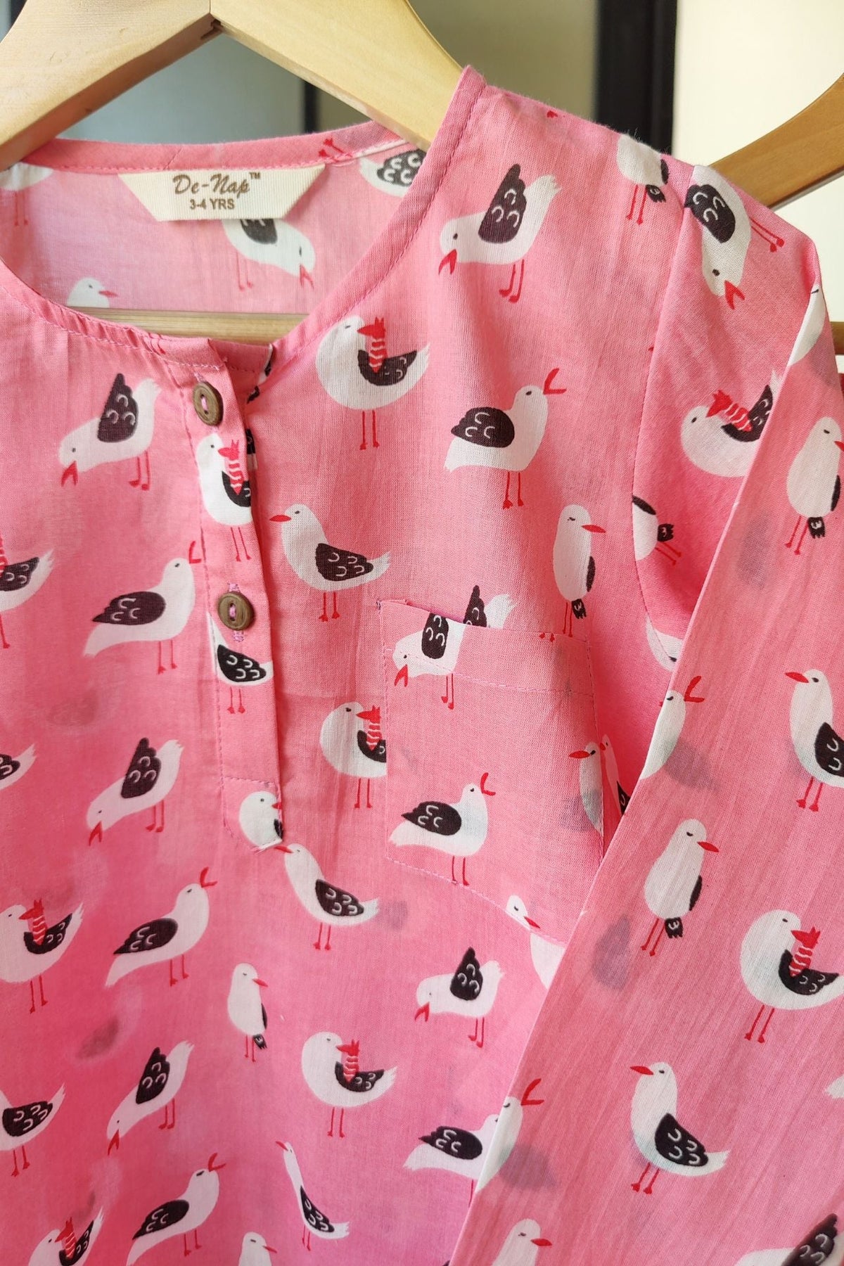 Blush Breeze Mul Kurta Pyjama Set - De - Nap.in - Nightwear