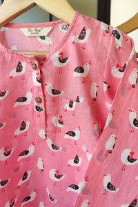 Blush Breeze Mul Kurta Pyjama Set - De - Nap.in - Nightwear