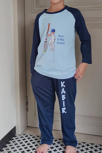 Born To Play Cricket Pyjama Set - De - Nap.in - Nightwear