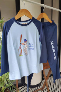 Born To Play Cricket Pyjama Set - De - Nap.in - Nightwear