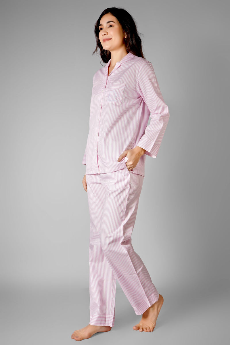 Candy Pink Stripes Pyjama Set - De - Nap.in - Nightwear