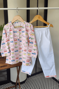 Caravan Dreams Pink Cotton Kurta Pyjama Set - De - Nap.in - Nightwear