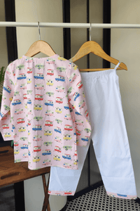 Caravan Dreams Pink Cotton Kurta Pyjama Set - De - Nap.in - Nightwear