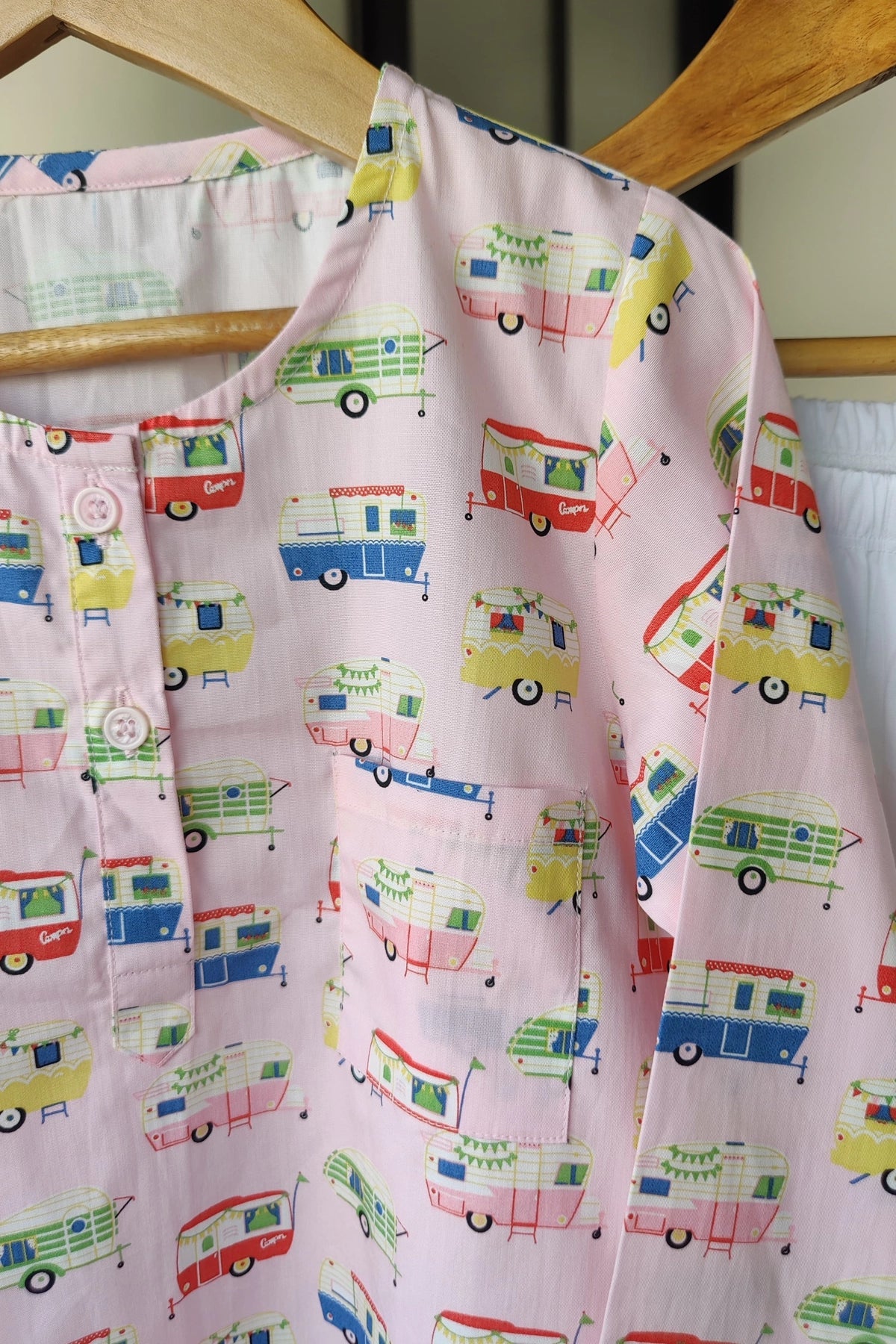 Caravan Dreams Pink Cotton Kurta Pyjama Set - De - Nap.in - Nightwear