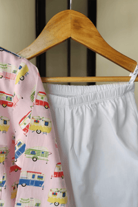 Caravan Dreams Pink Cotton Kurta Pyjama Set - De - Nap.in - Nightwear