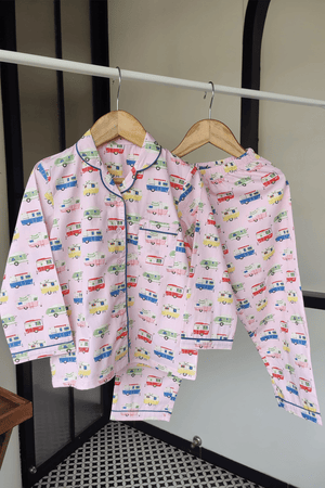 Caravan Dreams Pink Cotton Pyjama Set - De - Nap.in - Nightwear