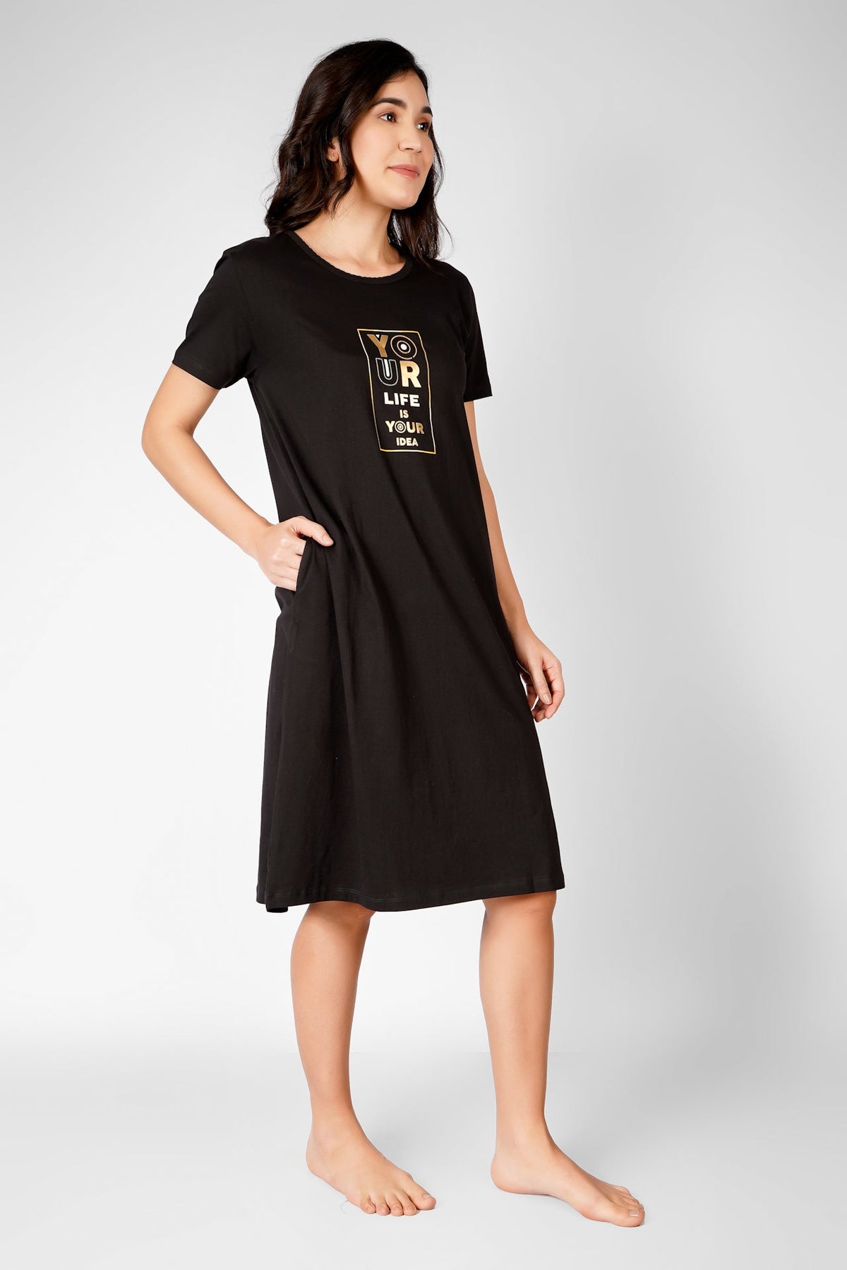 Classic Black Nightdress - De - Nap.in - Nightwear