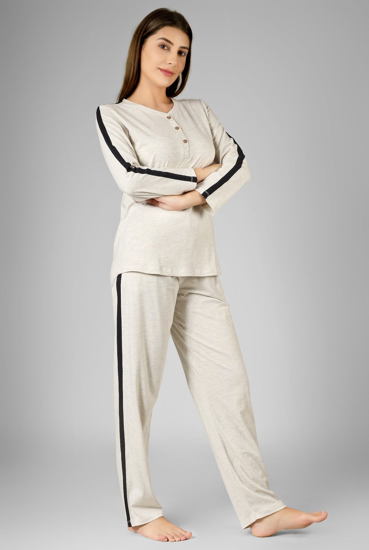 Classic Ecru Edge Lounge Set - De - Nap.in - Nightwear