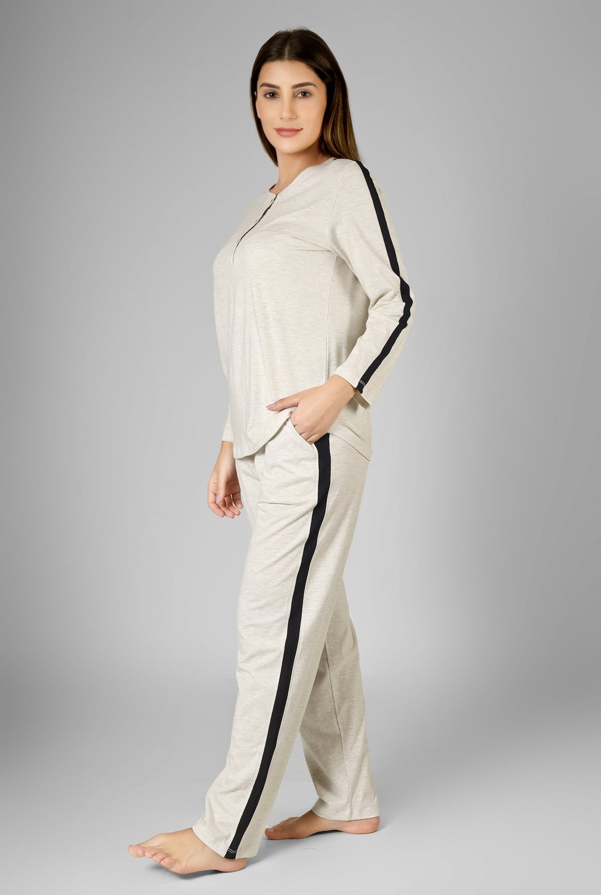 Classic Ecru Edge Lounge Set - De - Nap.in - Nightwear