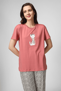 Coral Lil Meow Naps Pyjama Set - De - Nap.in - Nightwear