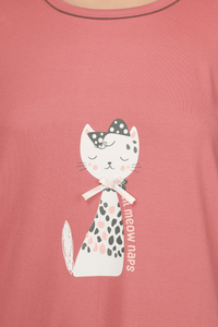 Coral Lil Meow Naps Short Nighty - De - Nap.in - Nightwear