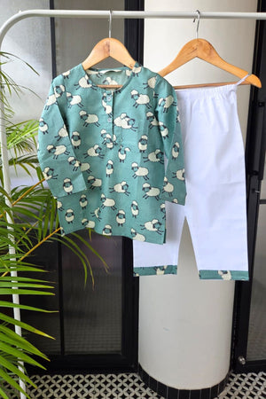 Counting Sheeps Mul Kurta Pyjama Set Girls /Boys - De - Nap.in - Nightwear