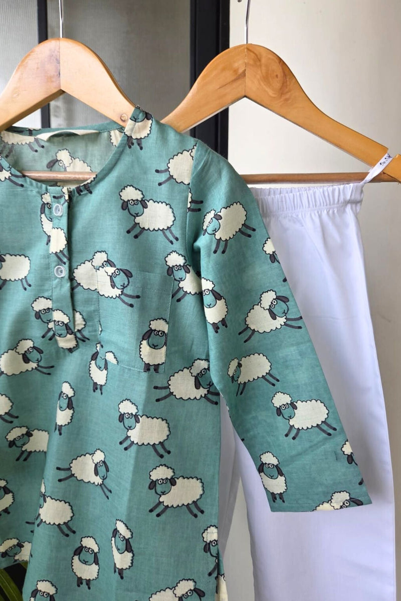 Counting Sheeps Mul Kurta Pyjama Set Girls /Boys - De - Nap.in - Nightwear