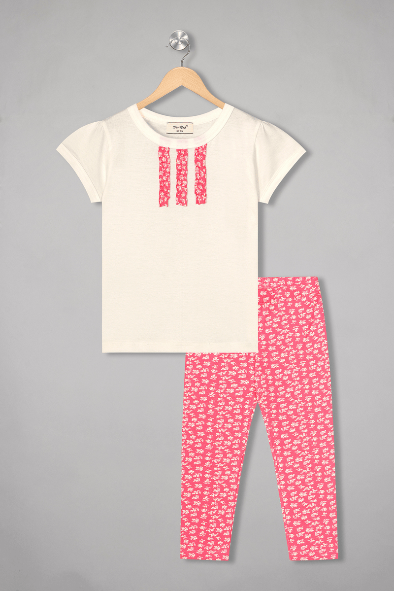 Cream Dreamsicle Blooms Legging Set - De - Nap.in - Nightwear