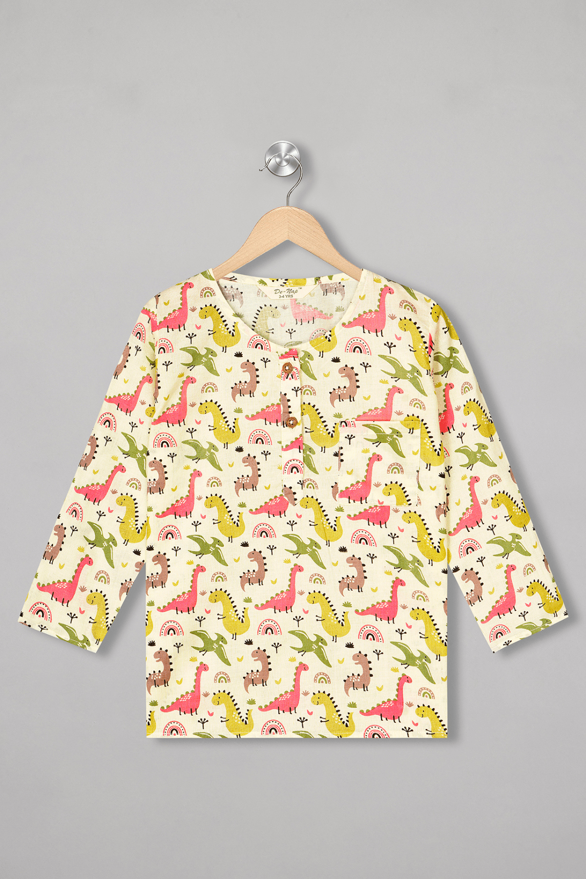 Dino Delight Kurta Pyjama Set For Girls / Boys - De - Nap.in - Nightwear