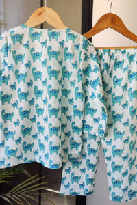 Dino Dreams Mul Kurta Pyjama Set Girls / Boys - De - Nap.in - Nightwear