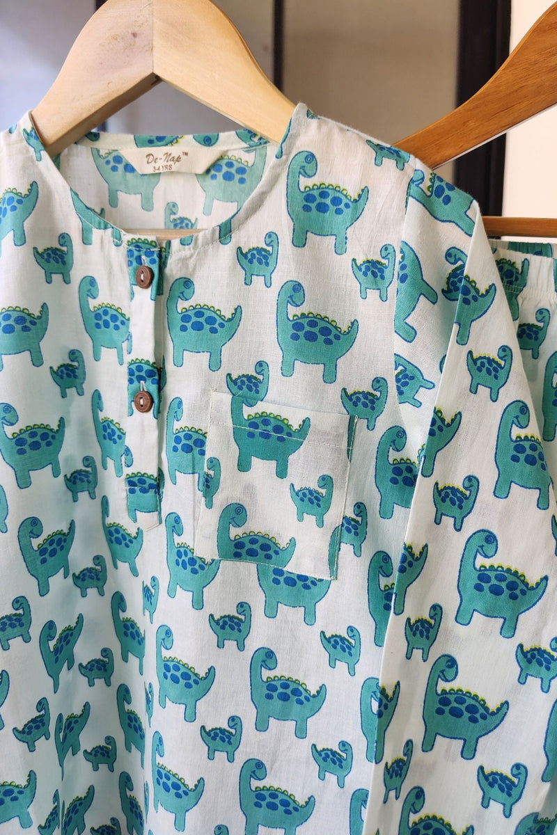 Dino Dreams Mul Kurta Pyjama Set Girls / Boys - De - Nap.in - Nightwear