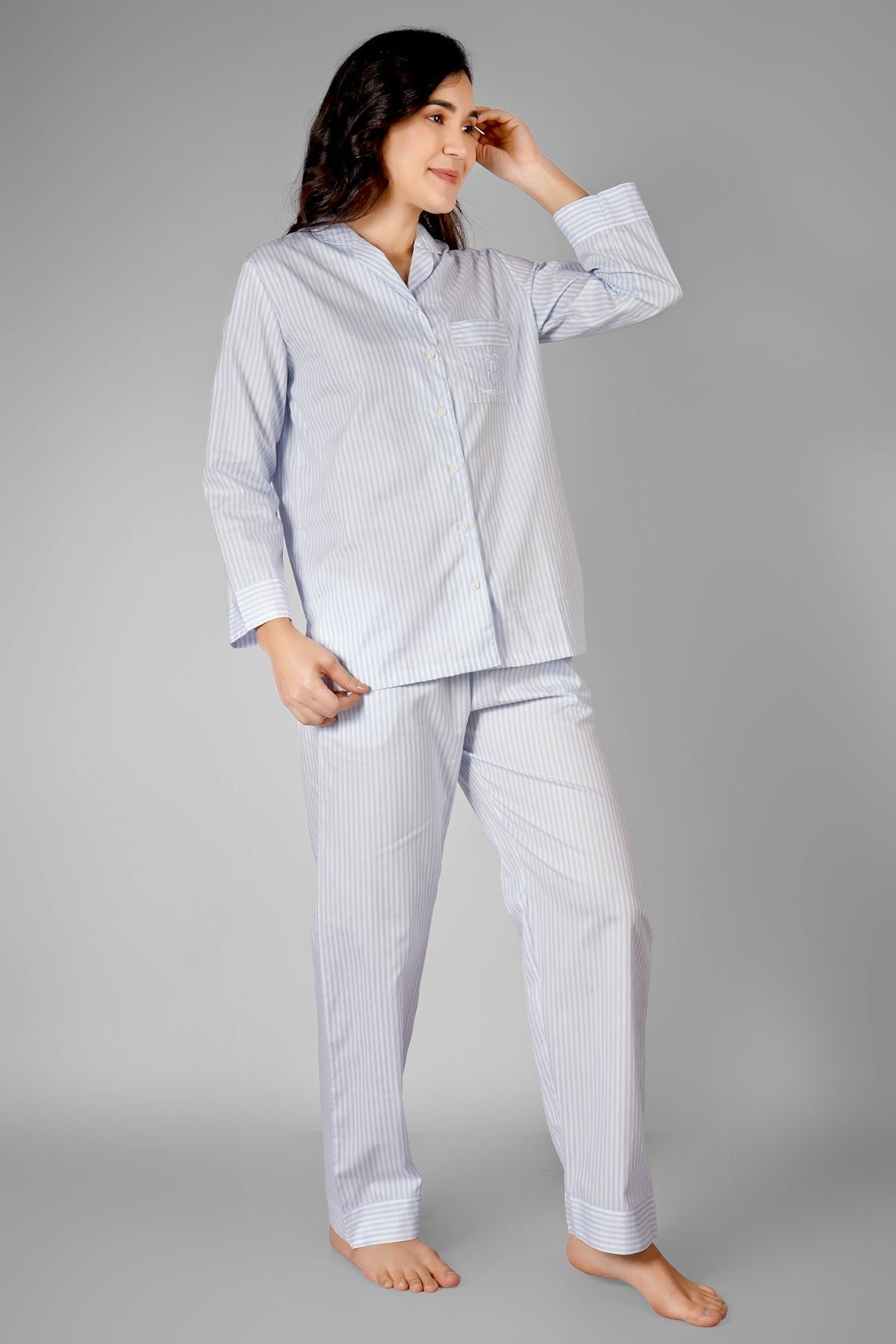 Dreamy Blue Stripes Pyjama Set - De - Nap.in - Nightwear