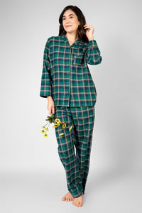 Evergreen Nights Flannel Pyjama Set - De - Nap.in - Nightwear