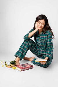 Evergreen Nights Flannel Pyjama Set - De - Nap.in - Nightwear