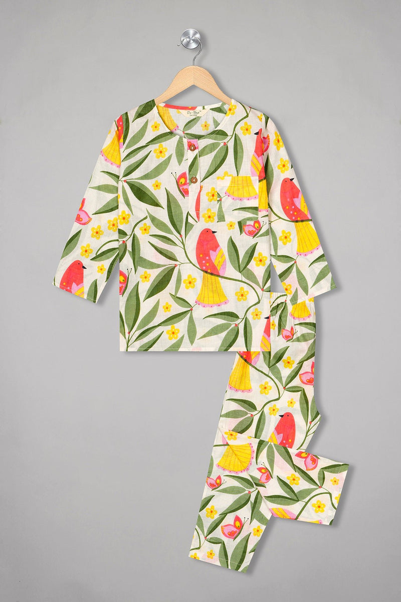 Feathered Floral Kurta Pyjama Set - De - Nap.in - Nightwear